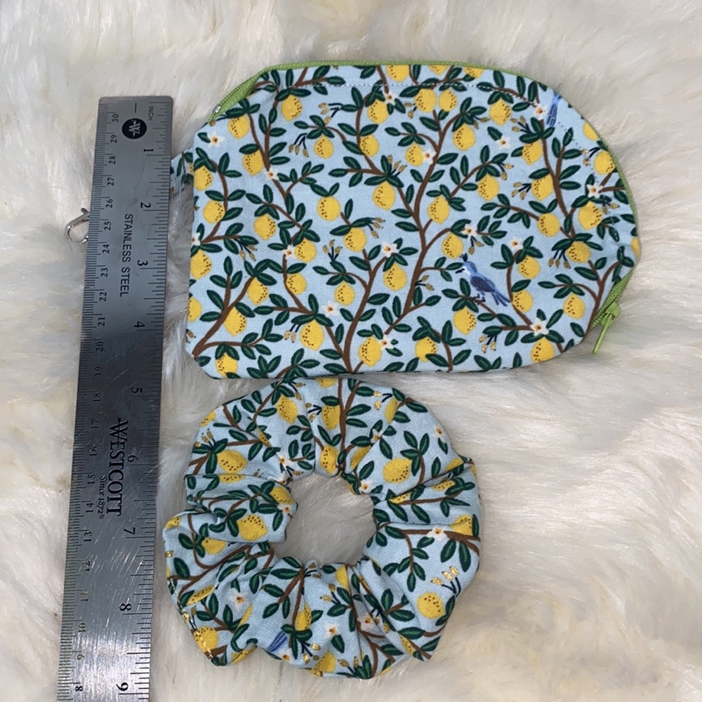 ❤️Handmade Rifle Paper Lemon Company Zipper Bag and Scrunchie - Picture 4 of 5